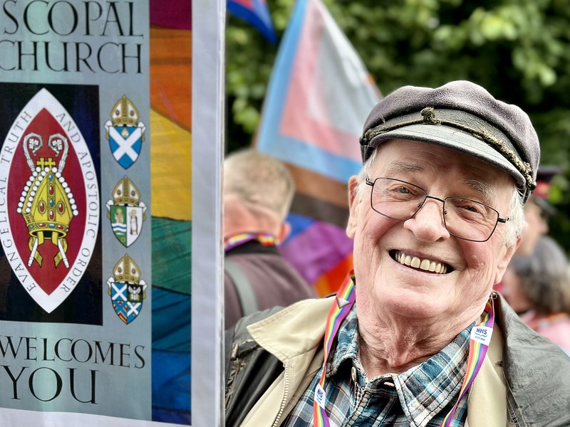 Carrying the Scottish Episcopal Pub Sign at Pride 2023